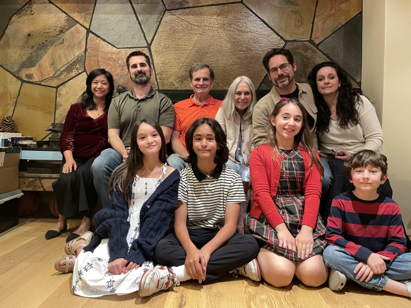 John Graham, MD, (top row center), with two of his sons and their families at Christmas. Photo courtesy of John Graham.
