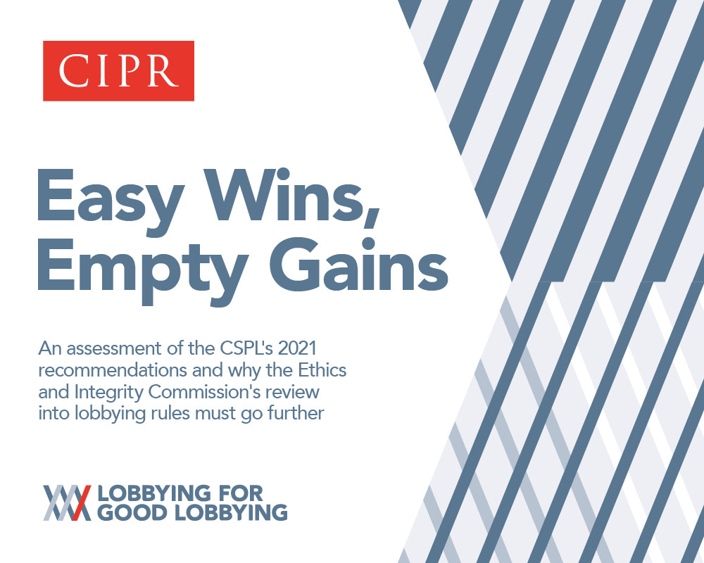New CIPR paper calls on lobbying review to go further than previous ...