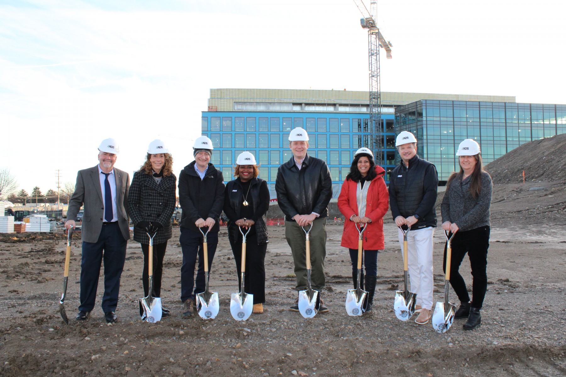 Ohio State and ADS representatives celebrate a new collaboration to make campus more sustainable and create research opportunities for faculty and students