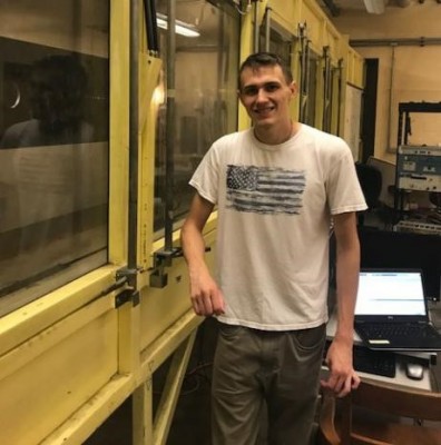 Volchko with the high speed wind tunnel