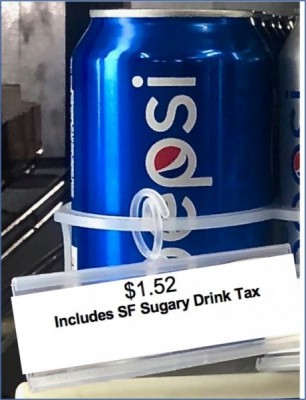 Can of soda with price tag