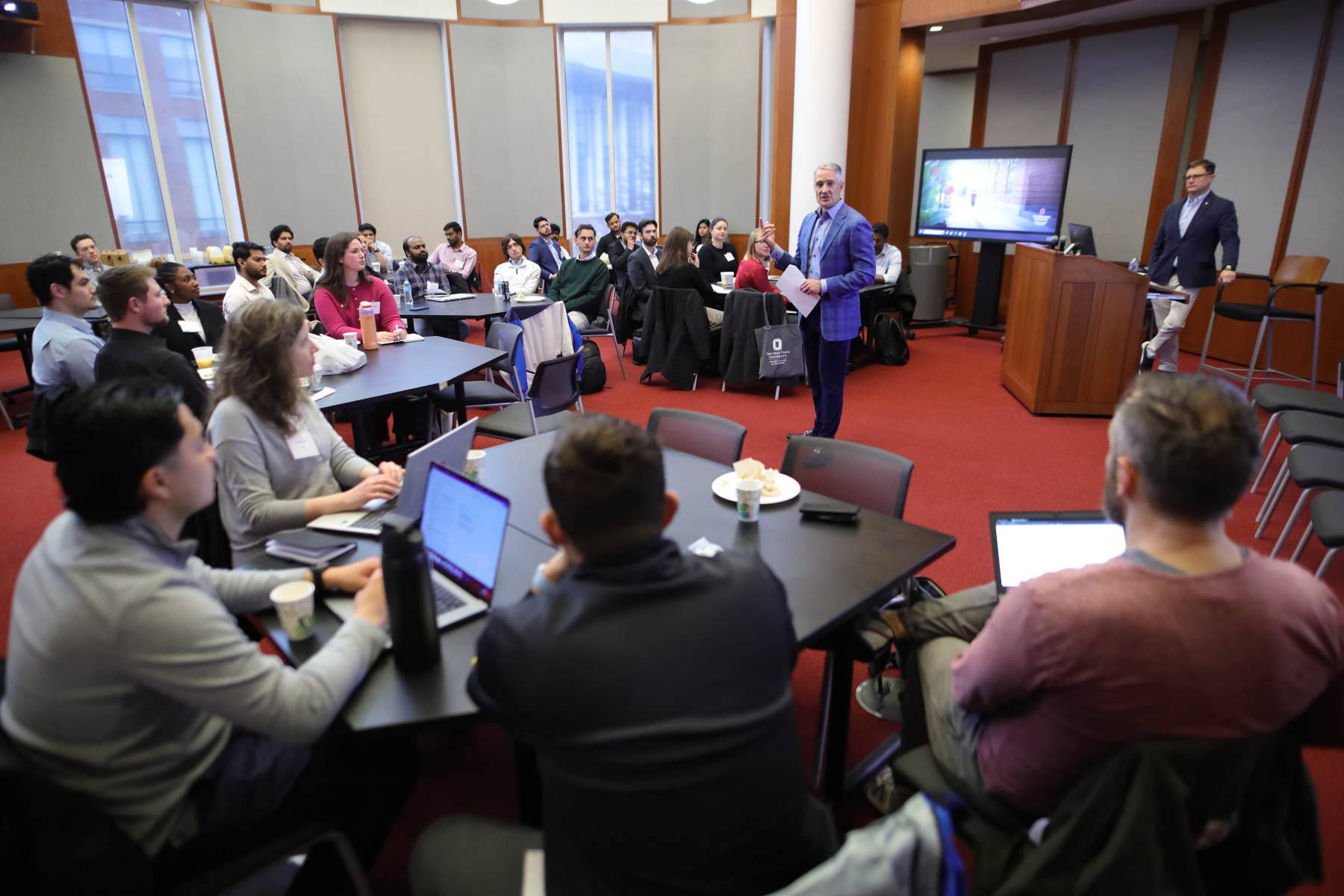 Fisher Invitational participants worked in teams to strategize about a challenge facing Battelle.