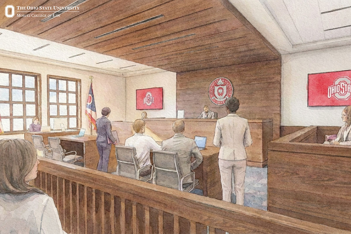 A rendering of a moot courtroom at the the Huntington National Bank Building
