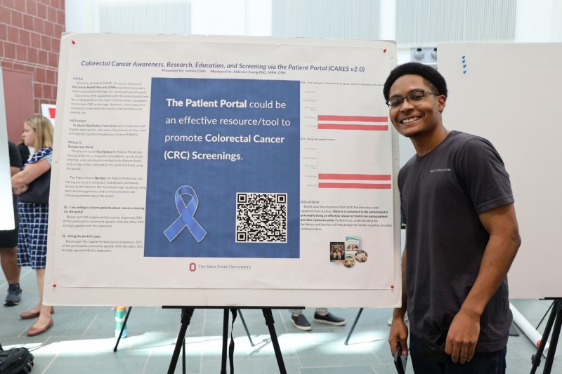 Second-time OSU SURE participant Justice Clark and his research poster