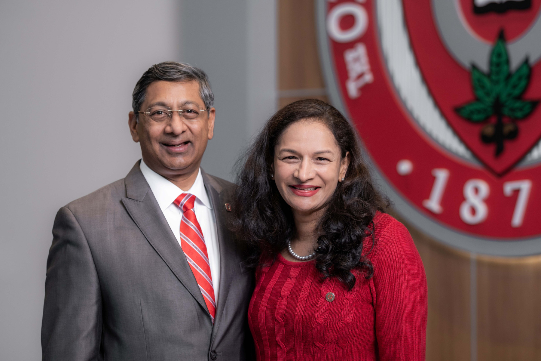 Ohio State President Ravi V. Bellamkonda and his wife, Dr. Lalita Kaligotla