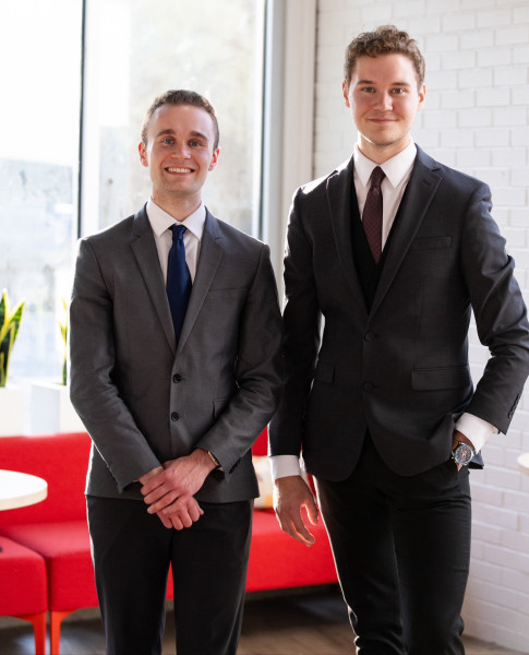Ian (left) and Nikolas Harris' startup venture SPAERO Systems earned funding from the President's Buckeye Accelerator.