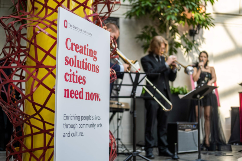 A student jazz quartet from the School of Music performed at the opening event at the Columbus Museum of Art.