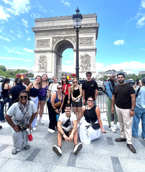 The students visited iconic landmarks, including the Arc de Triomphe.