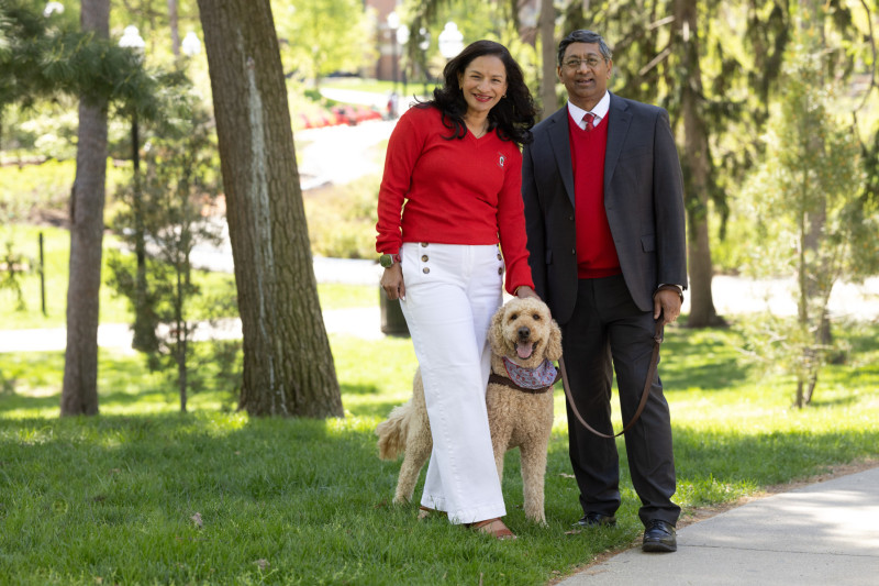 Bellamkonda and his wife, Lalita Kaligotla, with CJ, the family's beloved dog.
