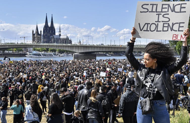 The death of George Floyd sparked protests around the U.S. and across the world, including this June 2020 rally in Germany.