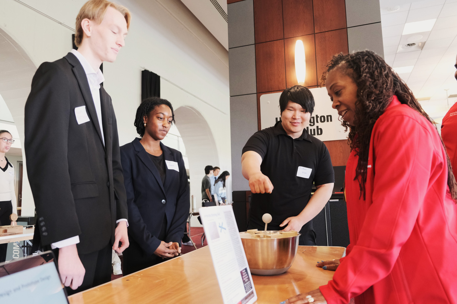 College of Engineering Dean Ayanna Howard spoke to students about their projects.