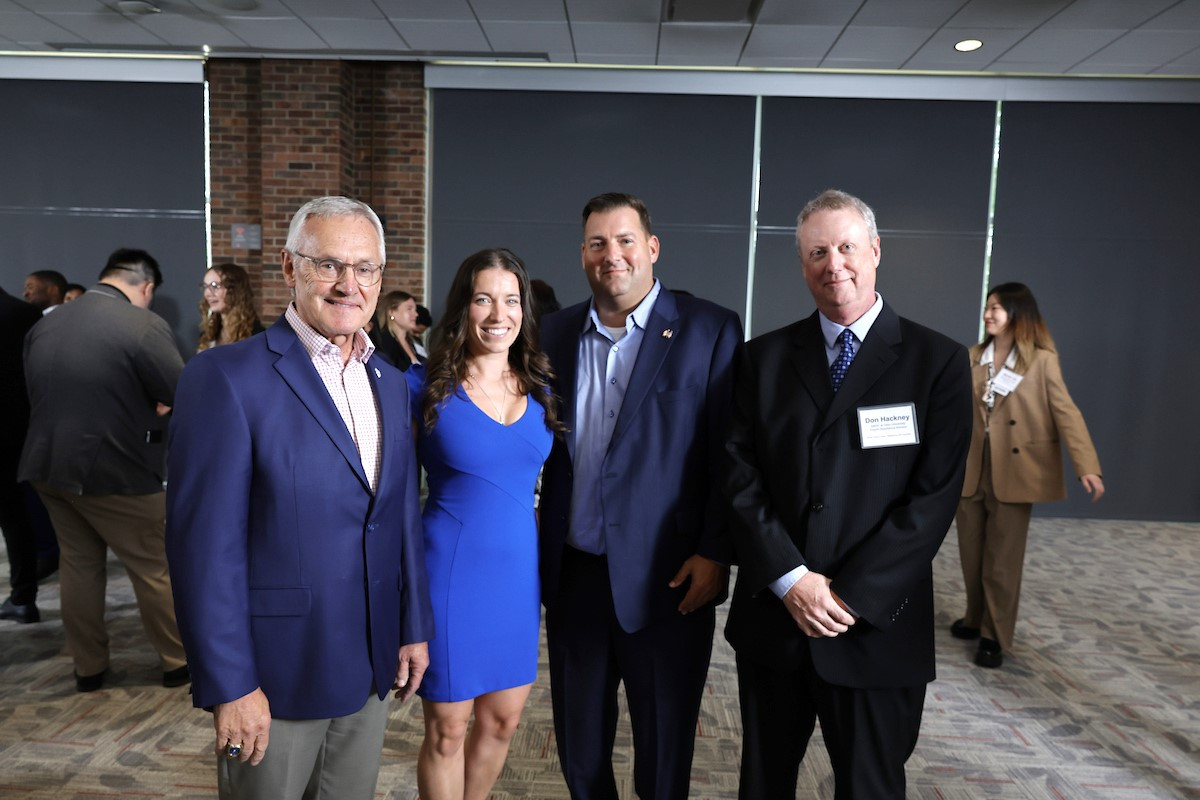 Lt. Gov. Jim Tressel (left); Kim Roseler, Ohio State; Don Ujczo, Thompson Hine; and Don Hackney, Ohio University.