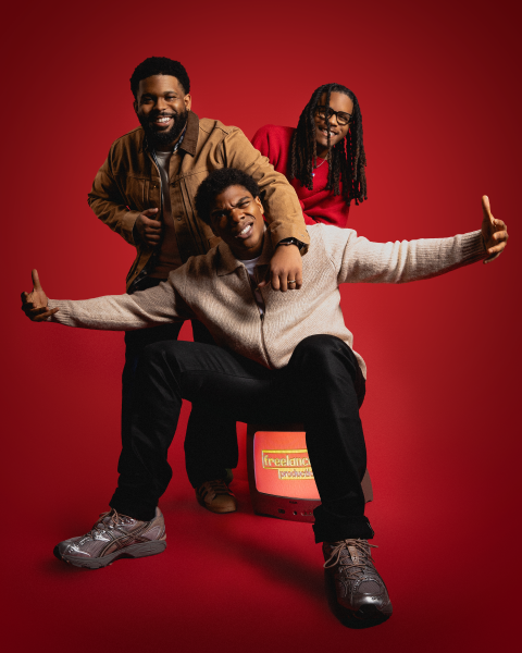 Filmmakers Julien, left, and Justen Turner with cast member Spence Moore II.
