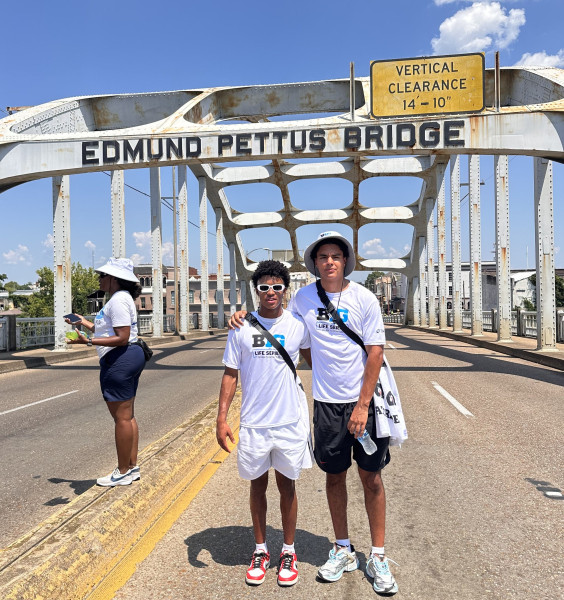 Brown (right) on the Edmund Pettus Bridge.