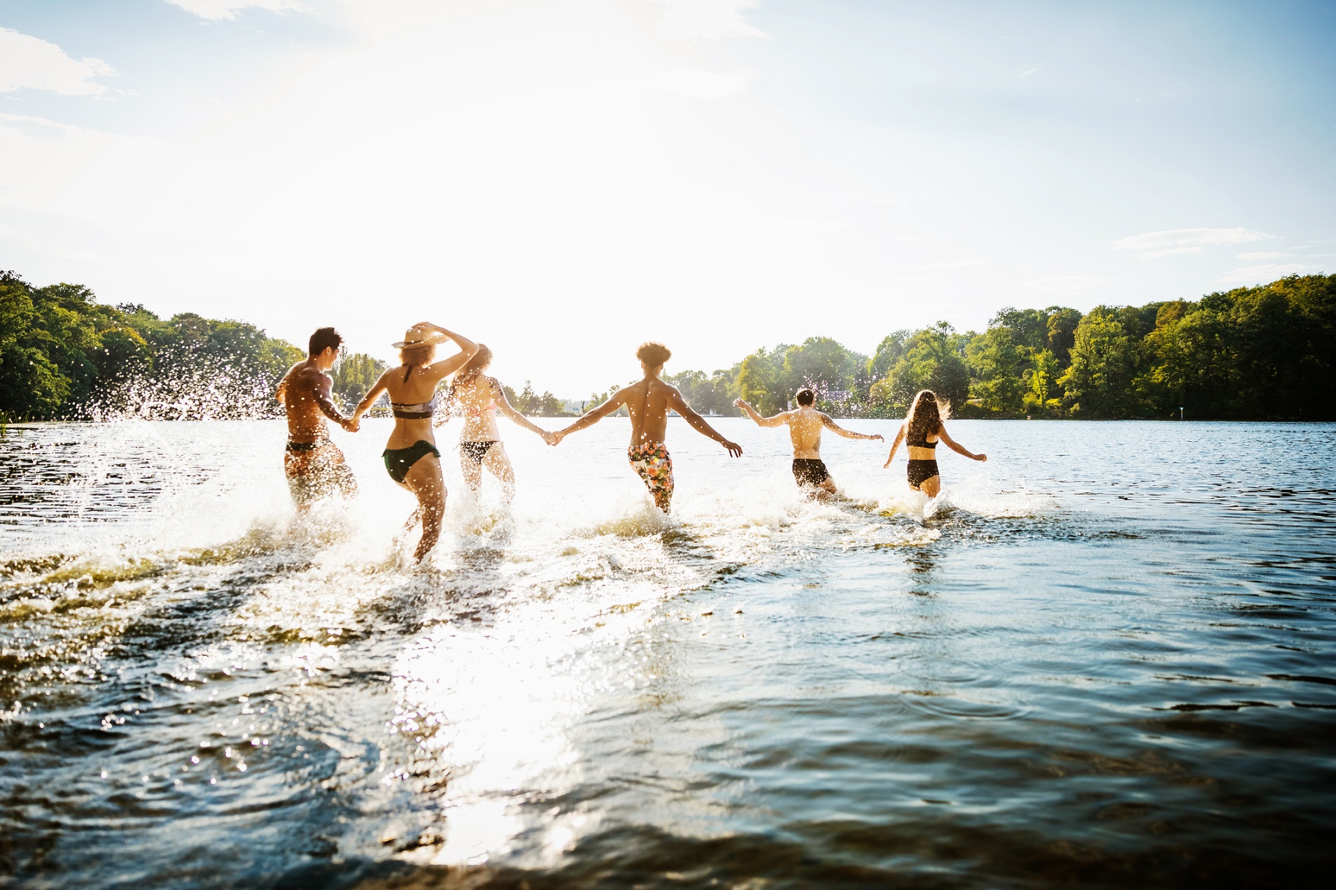 Friends playing at beach