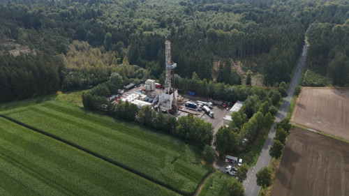 Drilling rig close to the city of Walsrode, where Vermilion has successfully discovered a new gas reservoir that is currently under development. The exploration well was drilled and tested in 2024/25, and first gas is expected in summer 2026