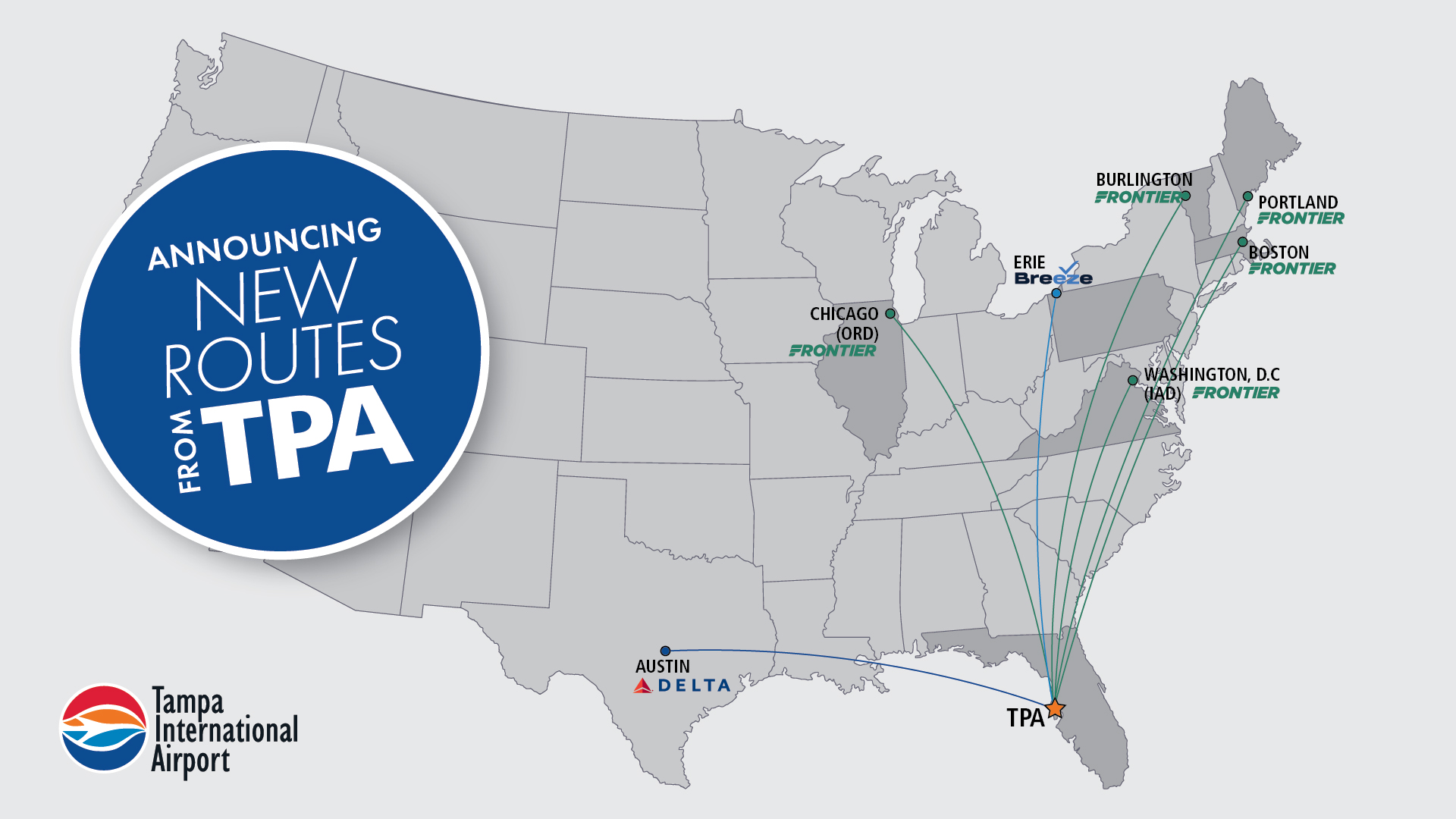 Delta, Breeze, Frontier announce nonstop routes from TPA