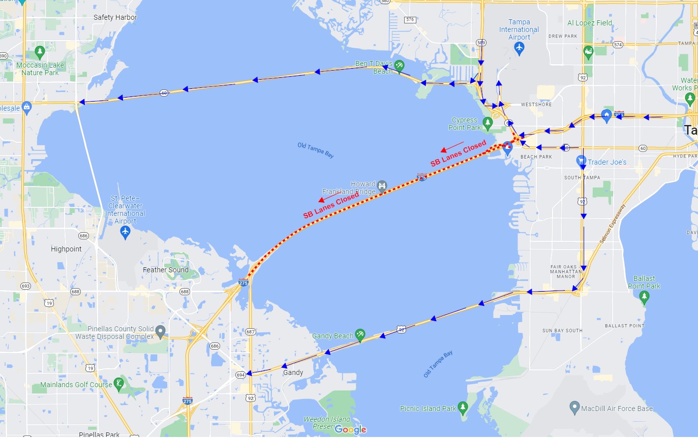 southbound detour HF