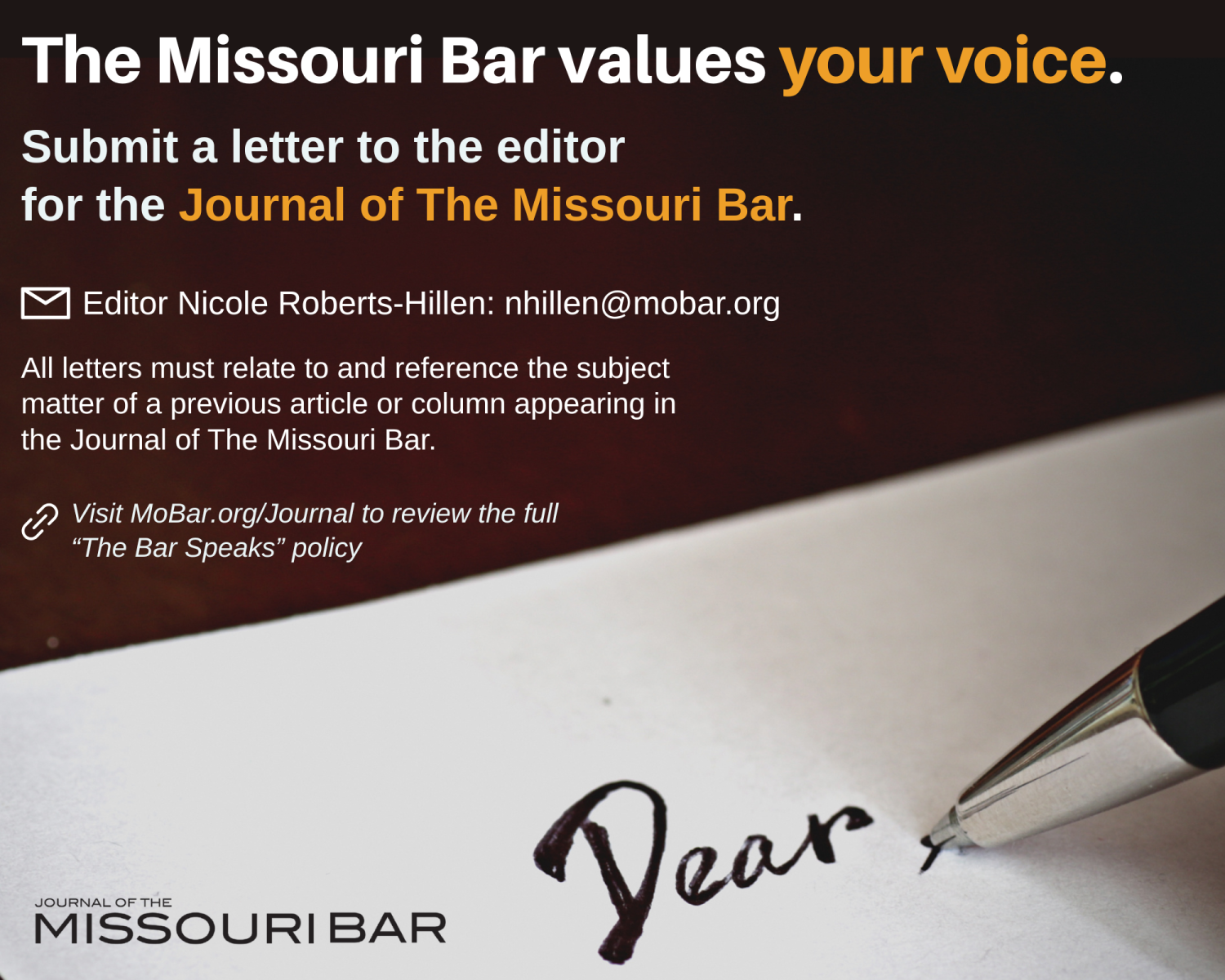 Submit letter to editor Journal ad