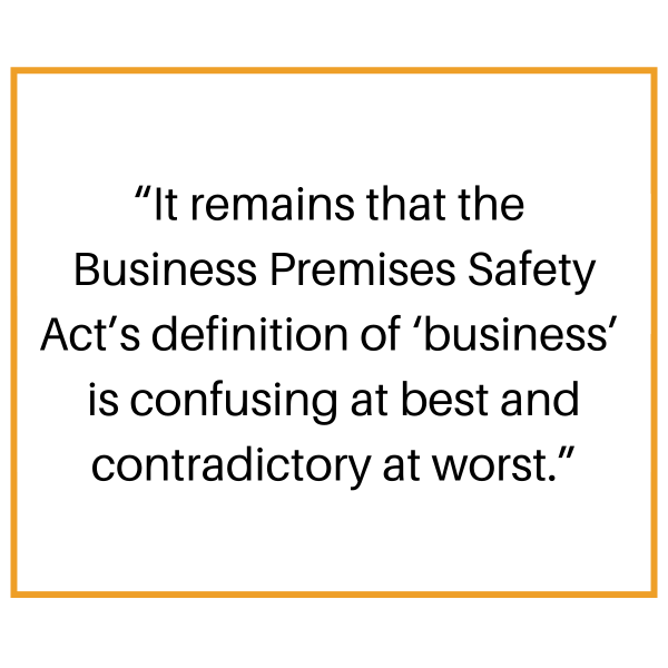 Business Premises Safety Act pull quote