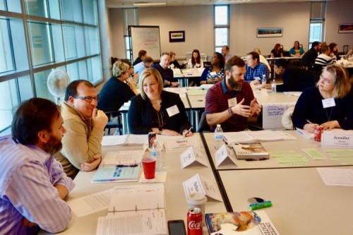 Teachers discuss best techniques for teaching the constitution at the February 2020 Street Law workshop in St. Louis.