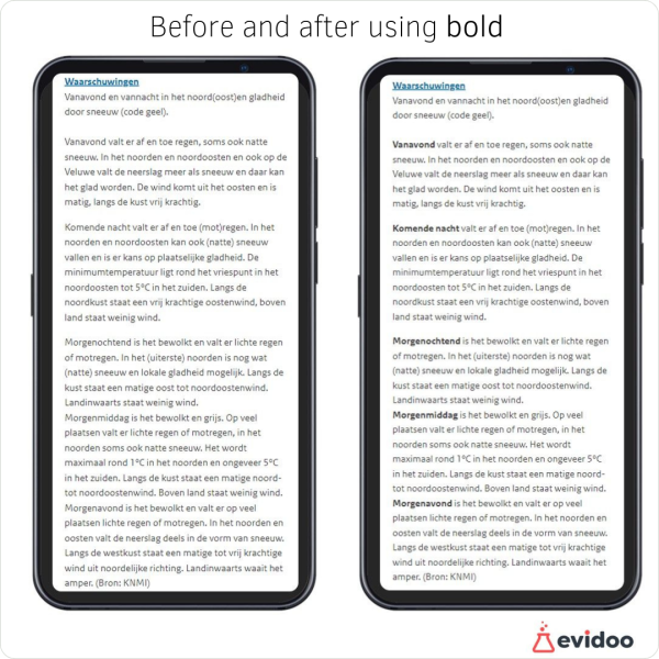 use bold for hierarchy