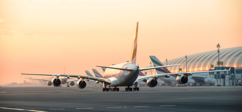 Sunset at DXB-aircraft A380