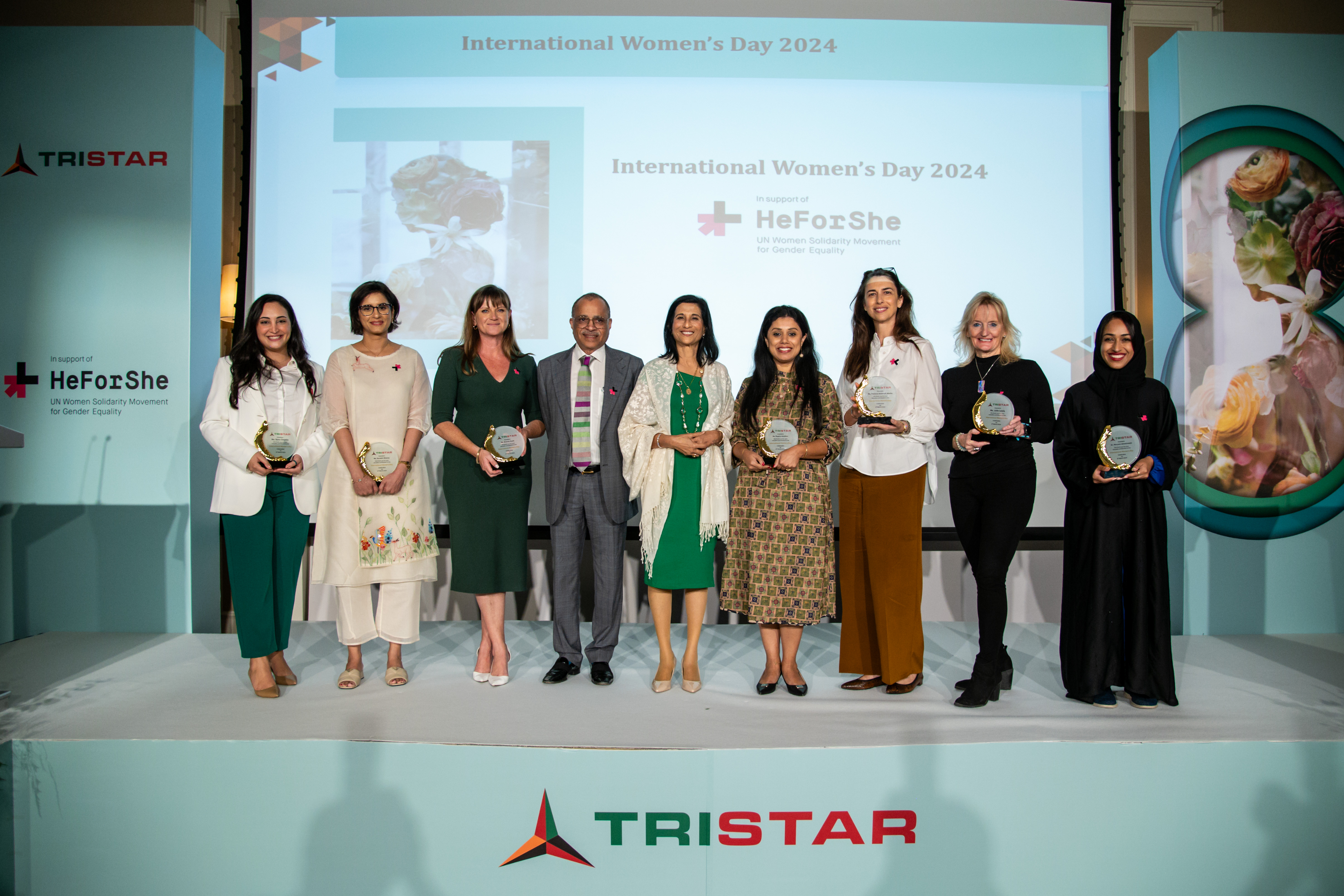 The speakers, panelists and host of 2nd Tristar International Women's Day with Group CEO Eugene Mayne and his wife Joan