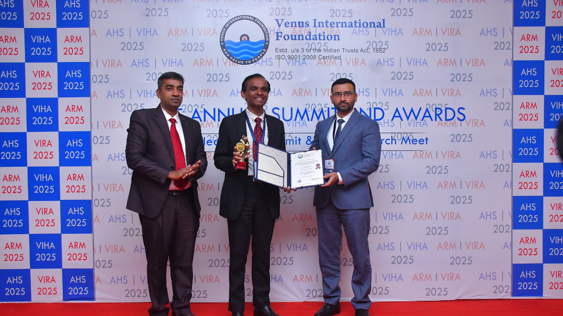 Associate Professor Suresh Pillai conferred the Venus International Award for Excellence in Emergency Medicine, Medical Education, Healthcare Simulation Instructorship, and Public Service