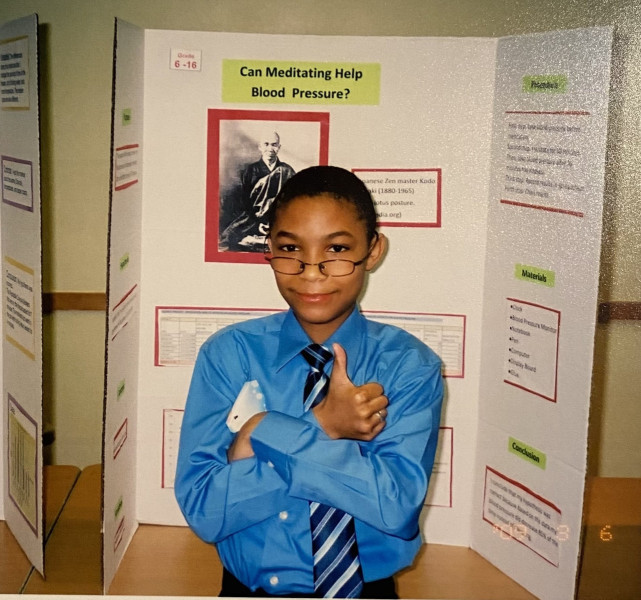 Isaiah Spencer-Williams participating in a grade school science fair