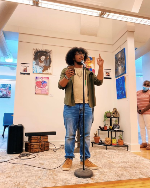 Isaiah Spencer-Williams performs his poetry