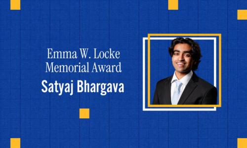 Satyaj Bhargava wins Emma W. Locke Memorial Award