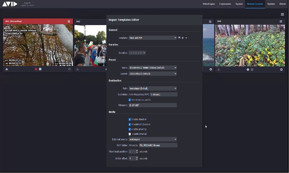 MediaCentral | Stream 4 channels with ingest