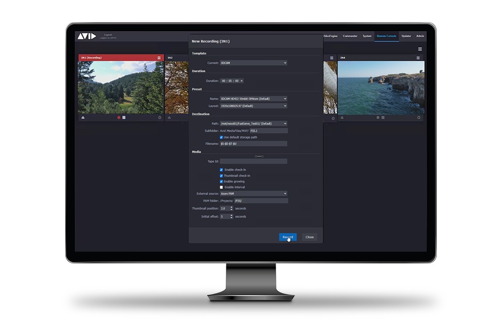 MediaCentral Stream on monitor