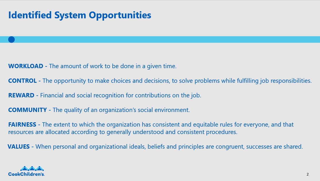 Identified System Opportunities - Burnout