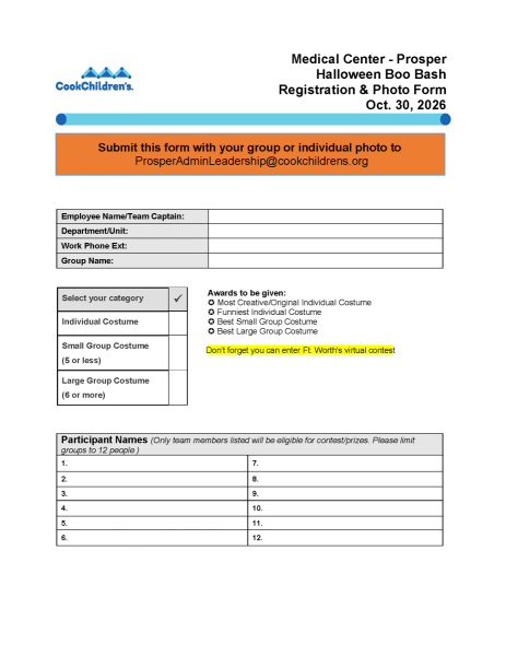 2026 Halloween Boo Bash Registration form