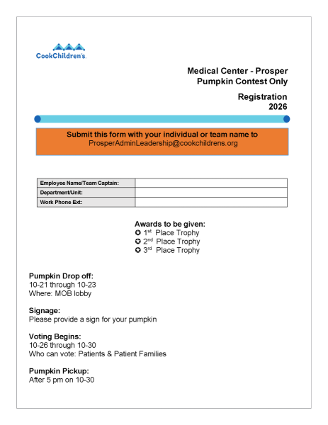 2026 Halloween Boo Bash Pumpkin Registration form