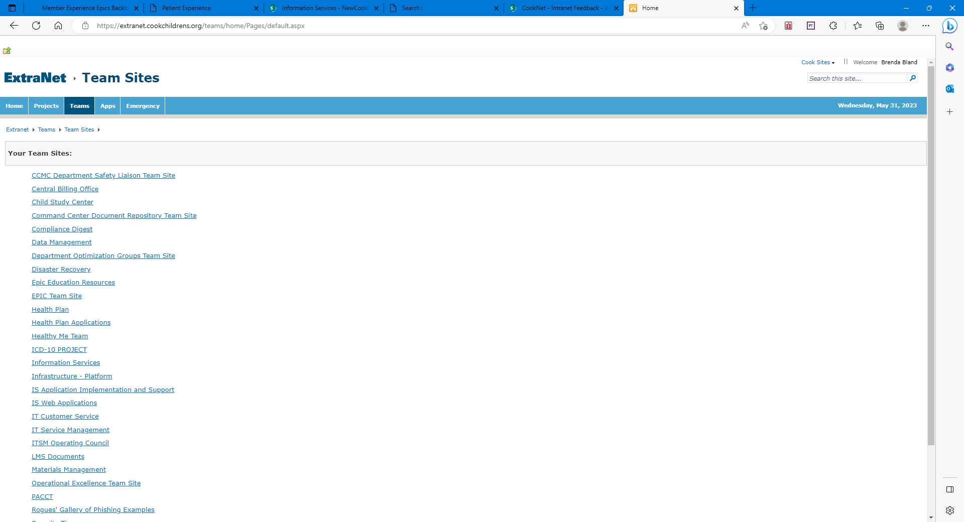 Teams sites