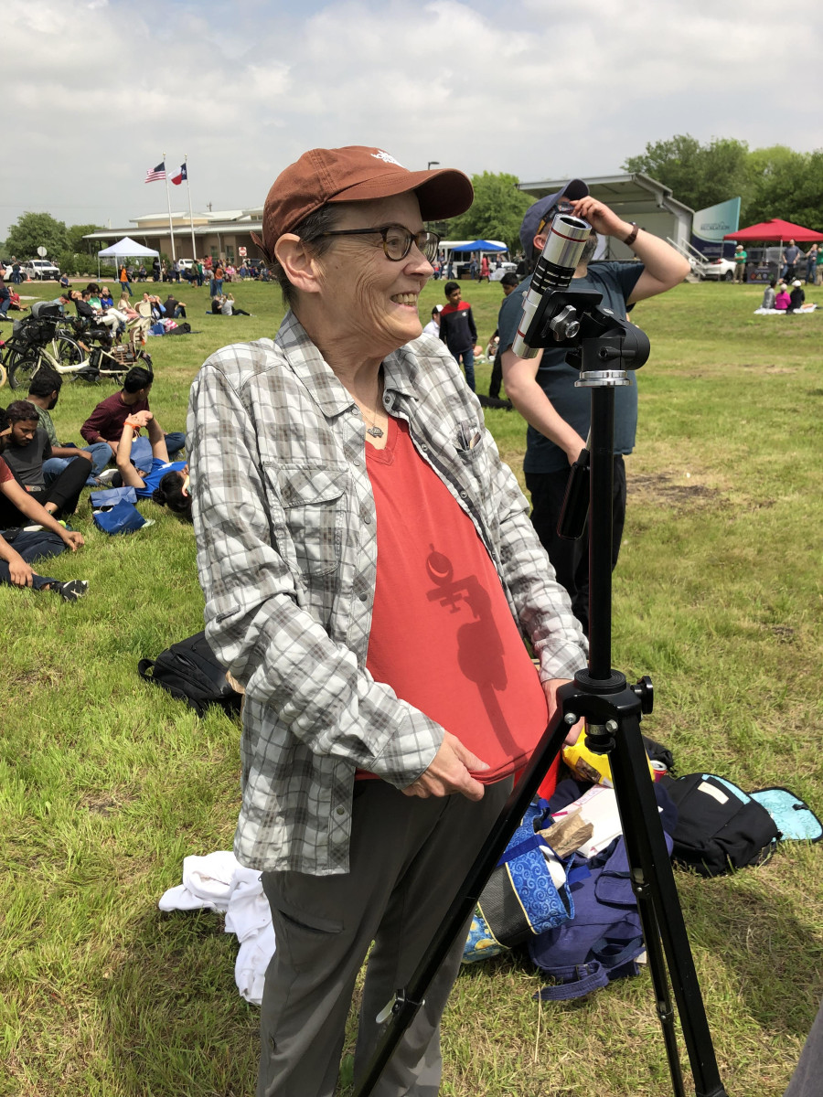 Jodi with a telescope