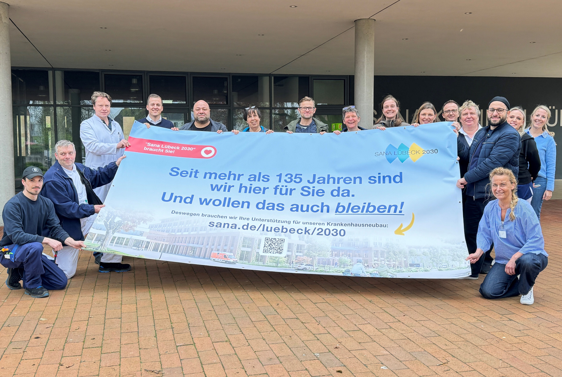 Enth&uuml;llung Bauzaunbanner "Sana L&uuml;beck 2030"