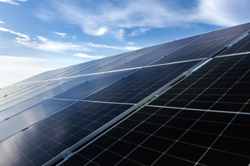 Image shows close up of solar panels (Shutterstock)