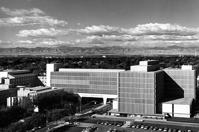 The University of Colorado Hospital (then known as Colorado General) in its previous location in Denver