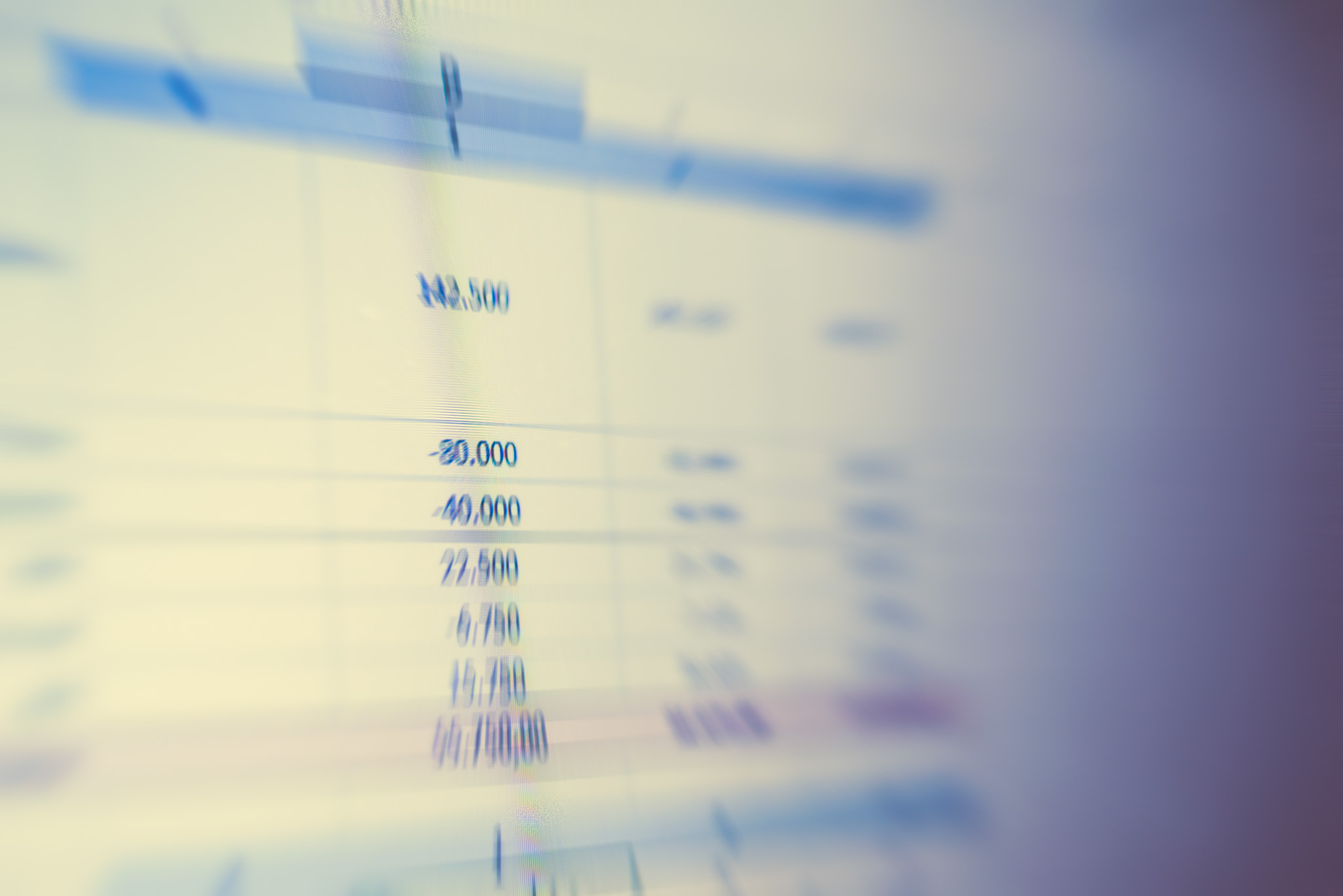 The screen of a computer with a spreadsheet full of data