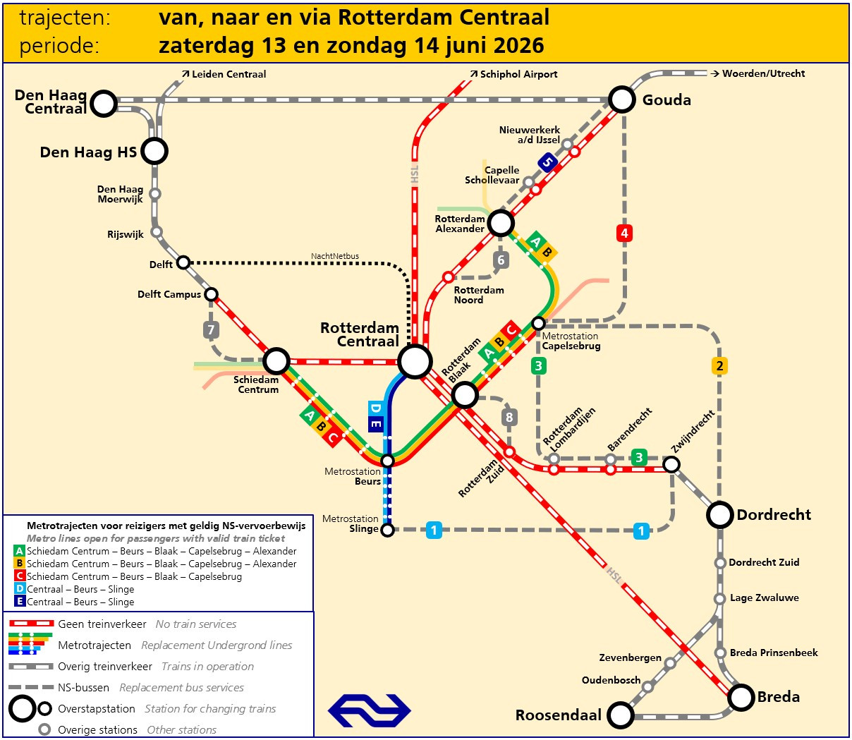 Rotterdam Centraal gaat 13 en 14 juni op slot: geen treinverkeer, reizigers moeten omreizen