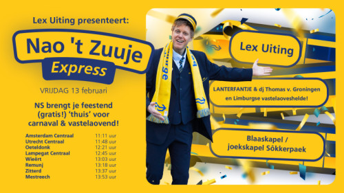 ‘Nao ’t Zuuje Express’ brengt Limburgers en Brabanders naar carnaval